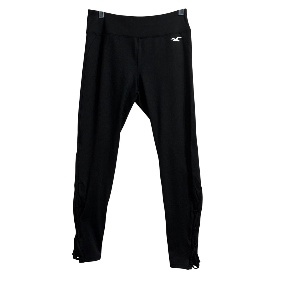 NWT Hollister Medium Black Lattice Ankle Performance Leggings Ultra Slim Fit